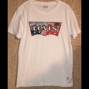 Kids Levi's White Graphic T-Shirt Size S